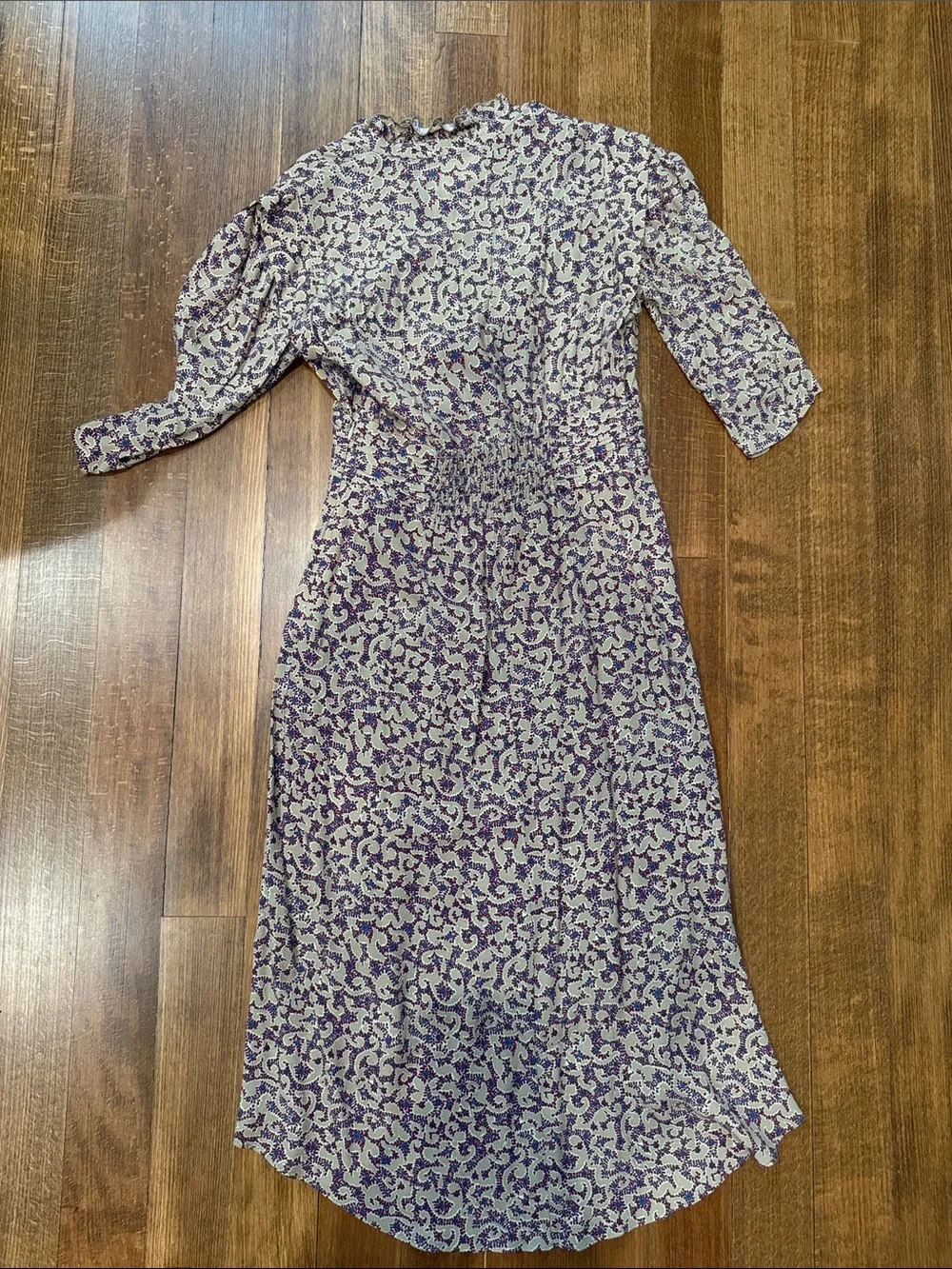 ba&sh Cream and Purple Floral Wrap Midi “Lady Dress” Sz small - Picture 5 of 7